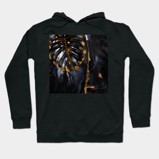 Black Gold marble and monstera Hoodie